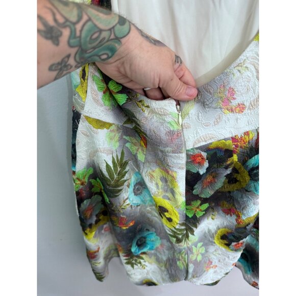 Alberto Makali halter tie shorts romper sparkle floral jewel tone glam size L - Picture 4 of 7